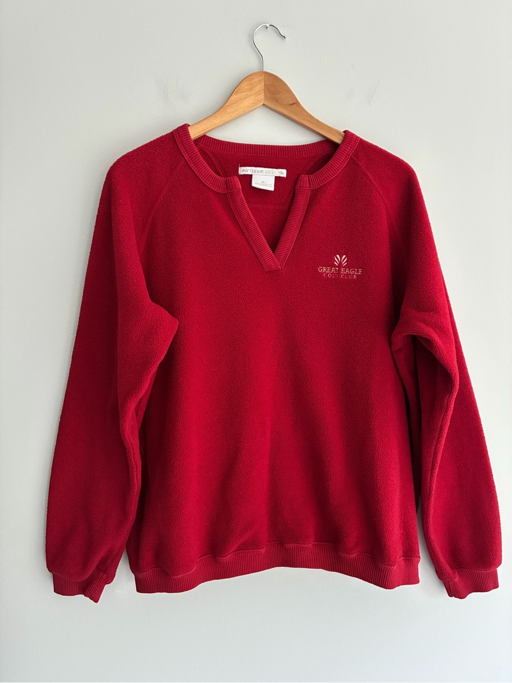 Antigua Women’s Sport Vintage Y2K Red V-Neck Pullover Fleece Sweatshirt XL
